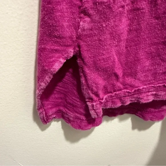 Anthropologie Eri Ali Julie Short Sleeve Henley Tunic Top Size S In Fucshia - Picture 7 of 8